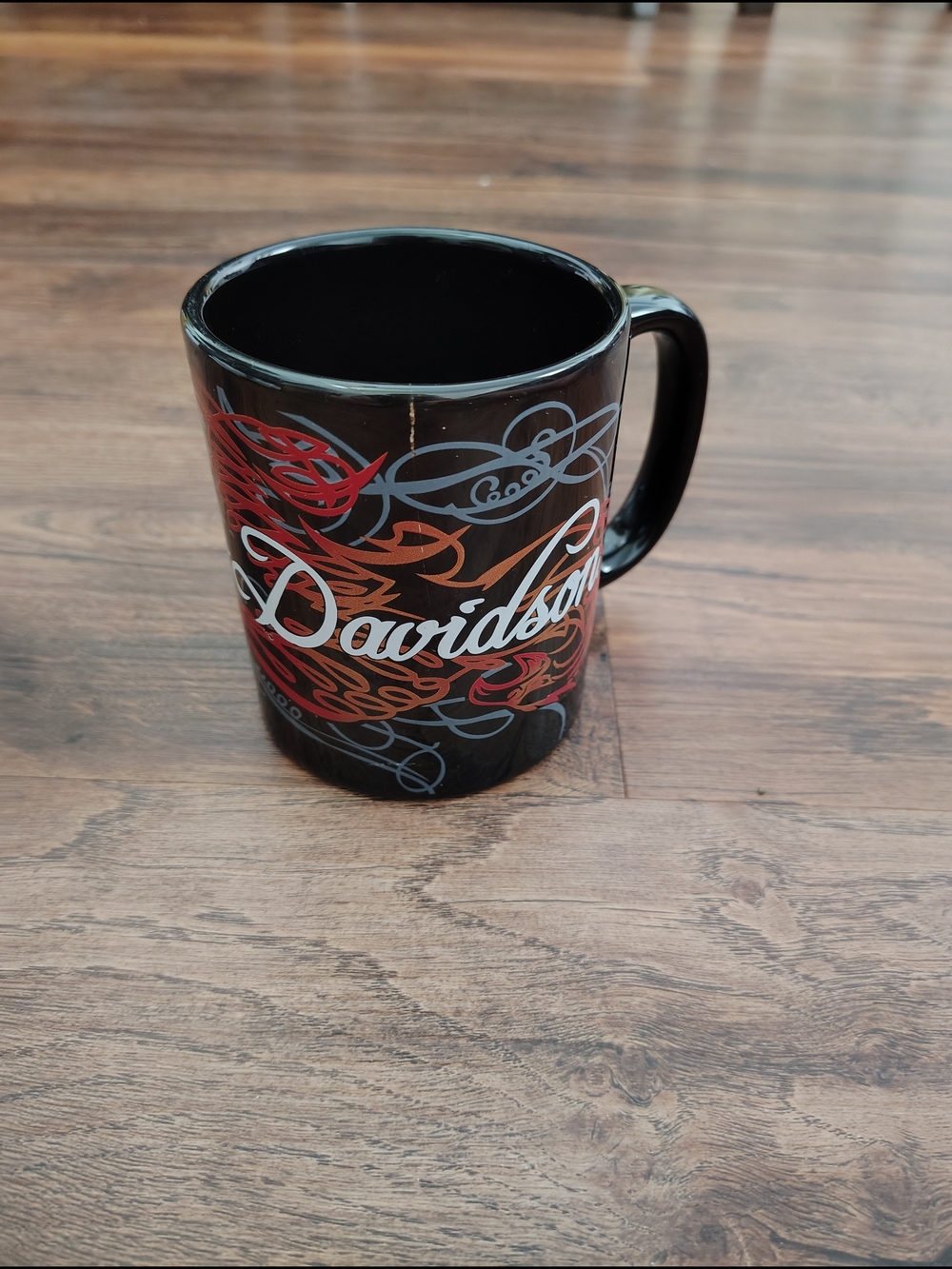 Harley-Davidson Black Mug with Red and Gray Flame Script